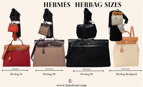 hermes herbag size chart